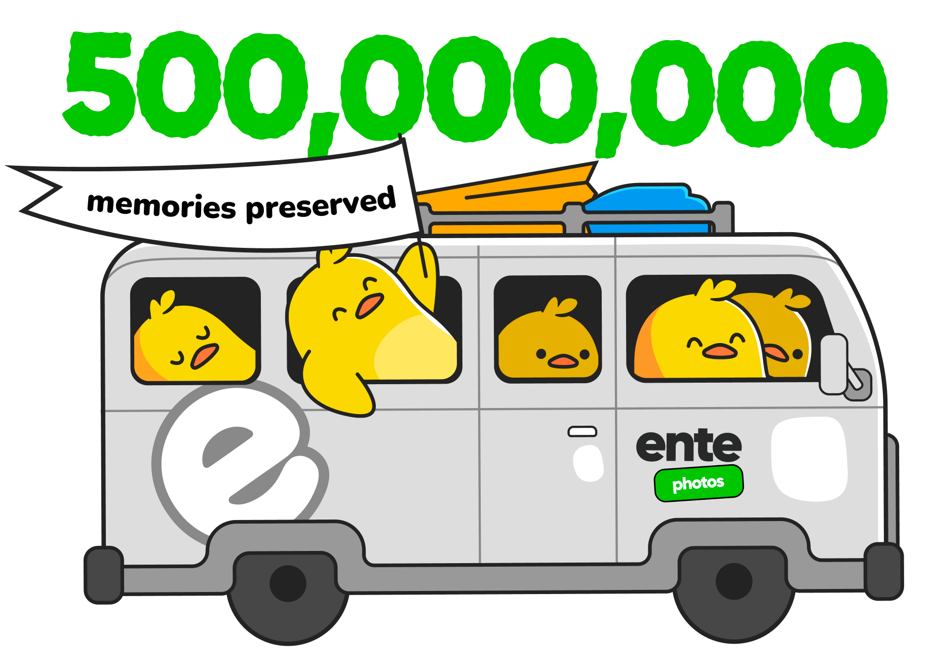 Illustration of 500 million memories preserved on Ente