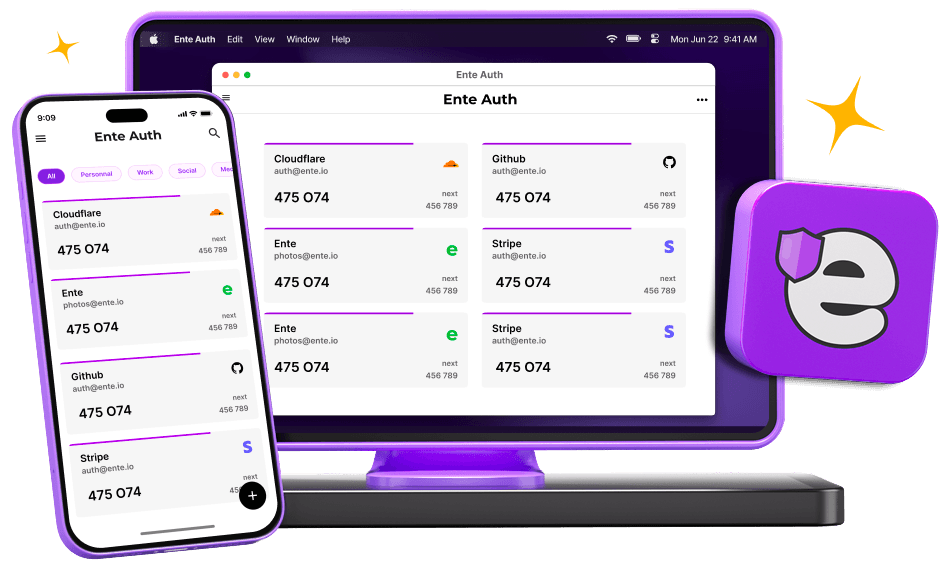 Illustration of updates to Ente Auth
