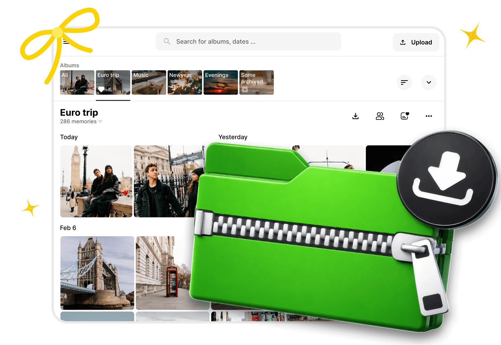Illustration of Downloading Albums as ZIPs on Ente Photos