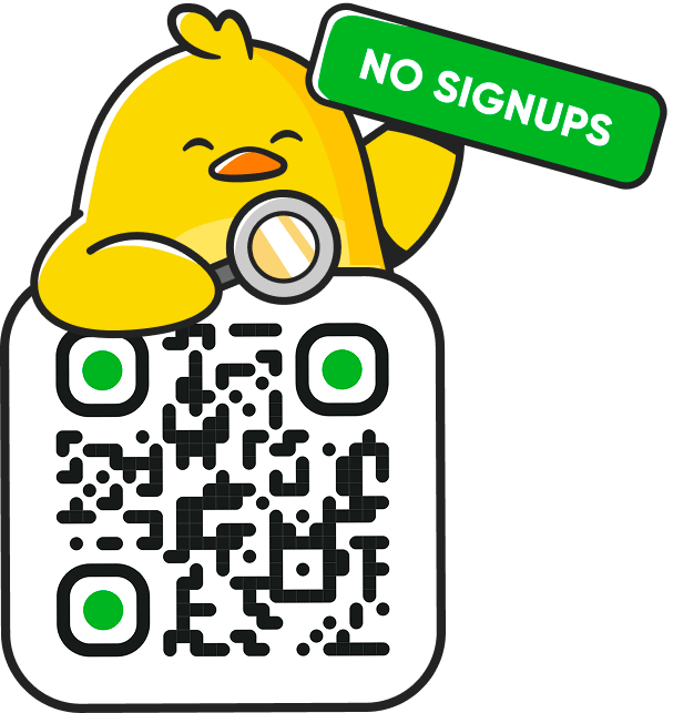 Illustration of Ducky with a QR code