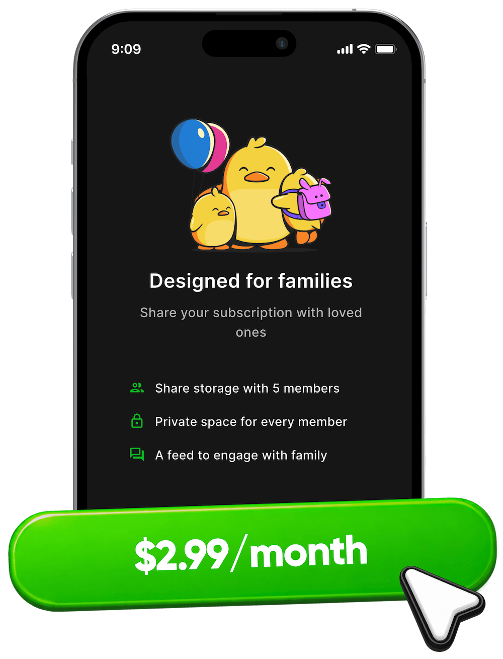Illustration of family plan management in Ente Photos