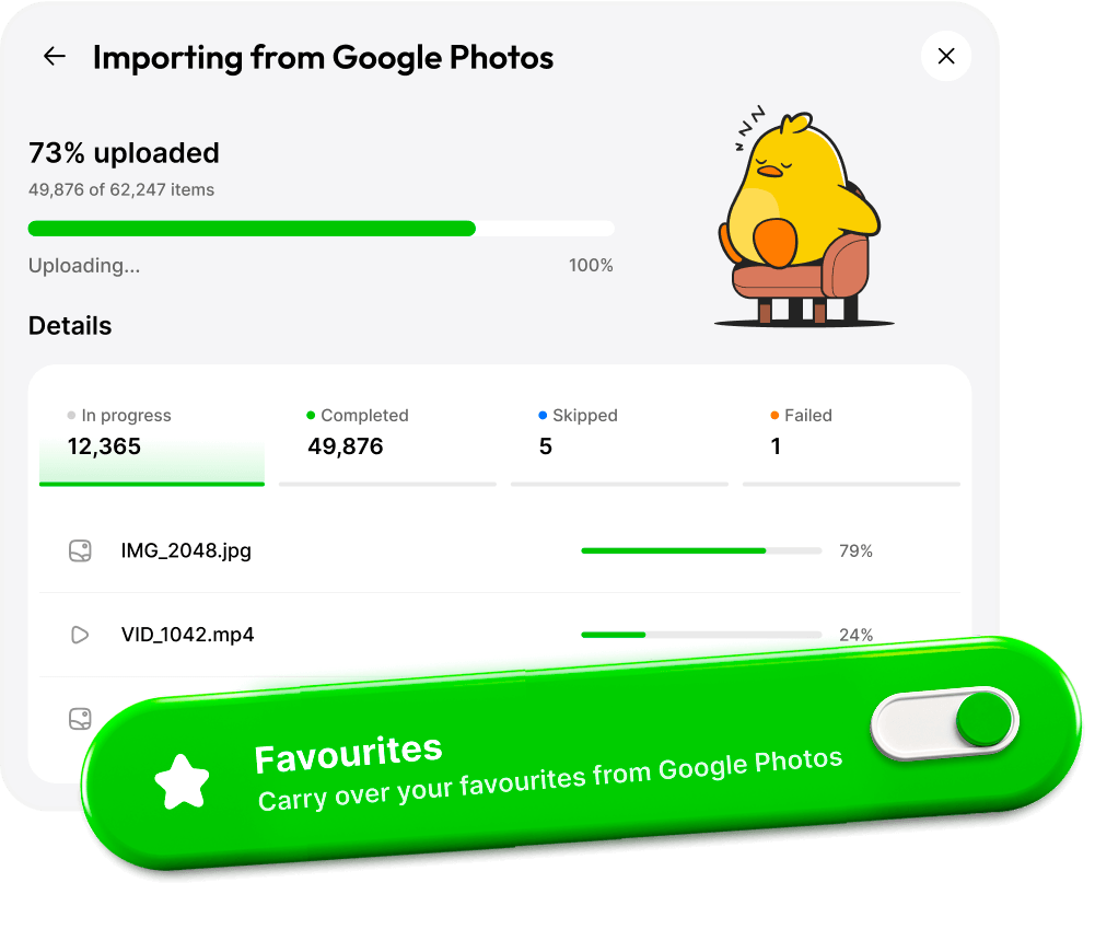 Illustration of the Google photos import experience