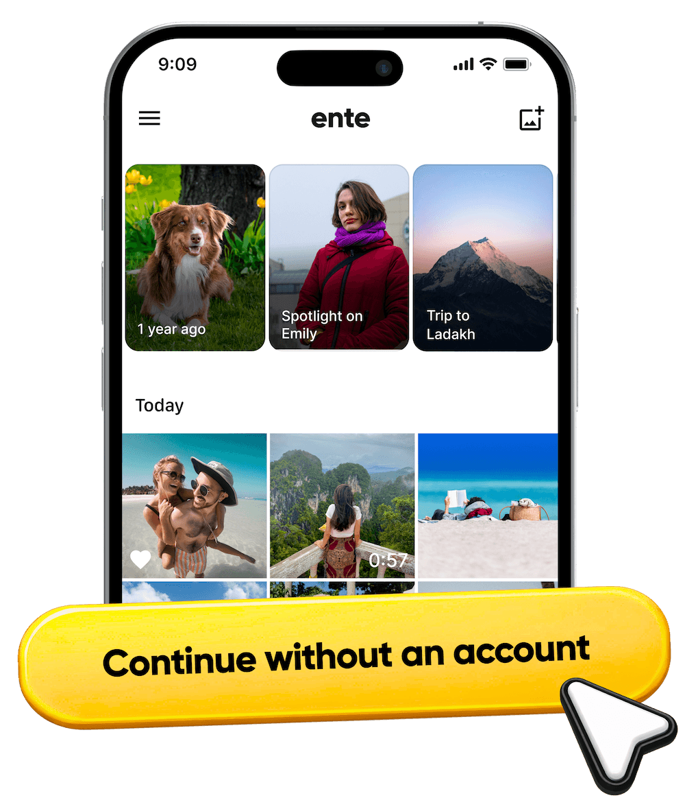 Illustration of using Ente Photos locally without an account