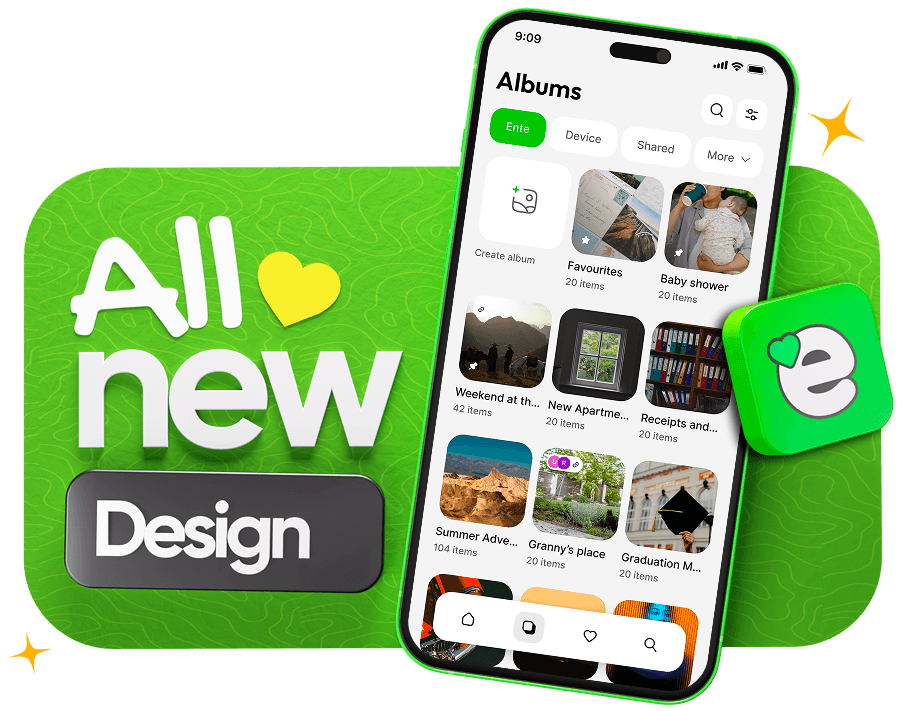 Illustration of Ente Photos with the refreshed design