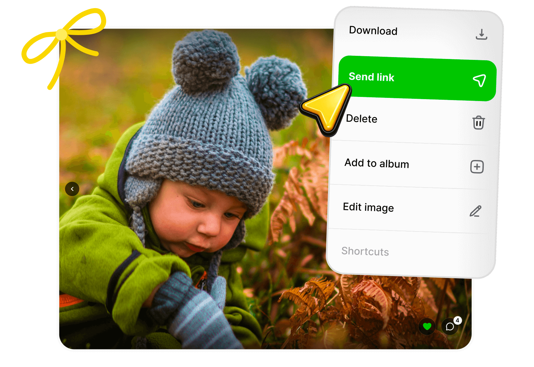Illustration of sharing a photo with Quick Links