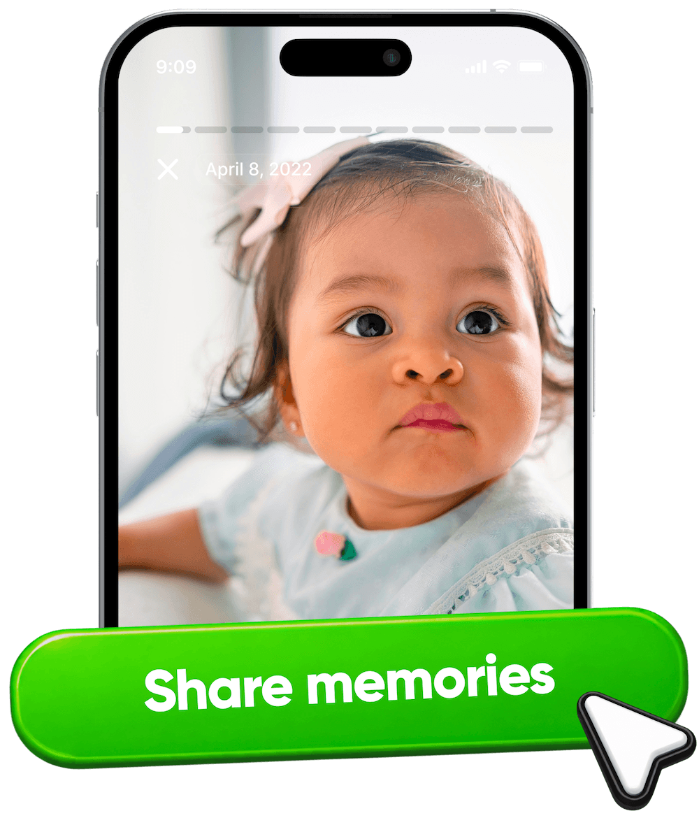 Illustration of sharing a memory link from Ente Photos